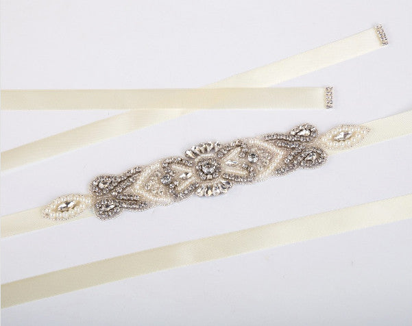 B118A 'Deco Daisy' Bridal Belt Sash Bridesmaids