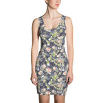 Bodycon Dress: "Maggie" watercolor floral, slate