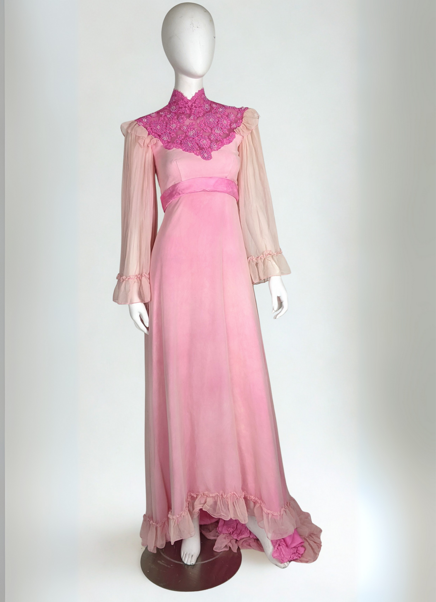 Vintage Dyed Pink Gunne-Sax style Formal Dress