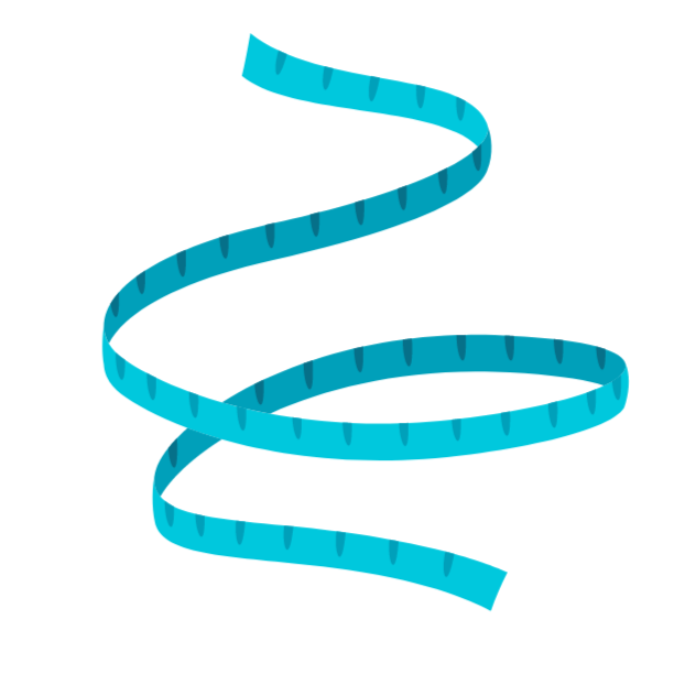 Turquoise measuring tape for custom wedding dress design and alterations