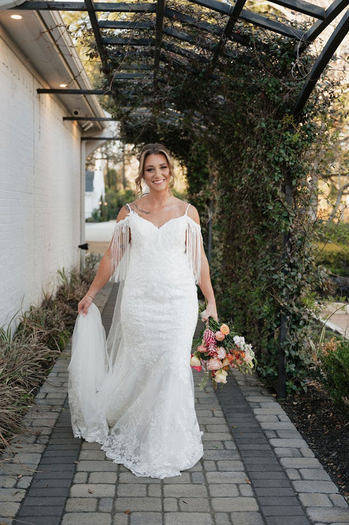 Dakota Venus TC25: Dyeable lace mermaid wedding dress with Venus Flytrap lace detail