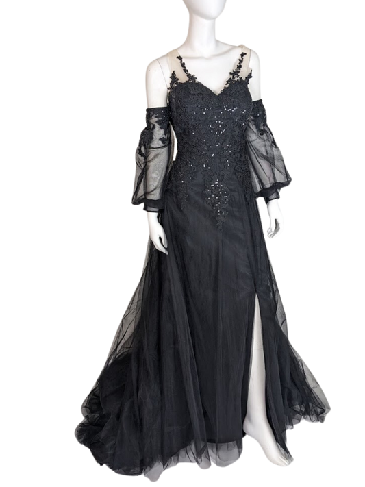 BRAND NEW Lace A-line black wedding dress lace-up 16/18 Nohemi