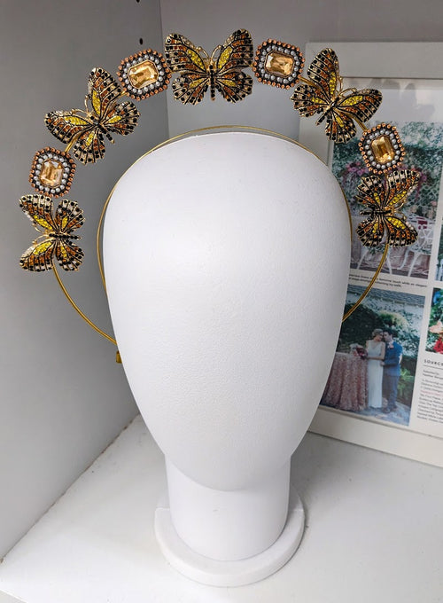butterfly halo headpiece crown wedding bridal accessory