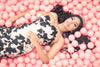 11803 Odessa: Black Champagne Lace mermaid with floral print