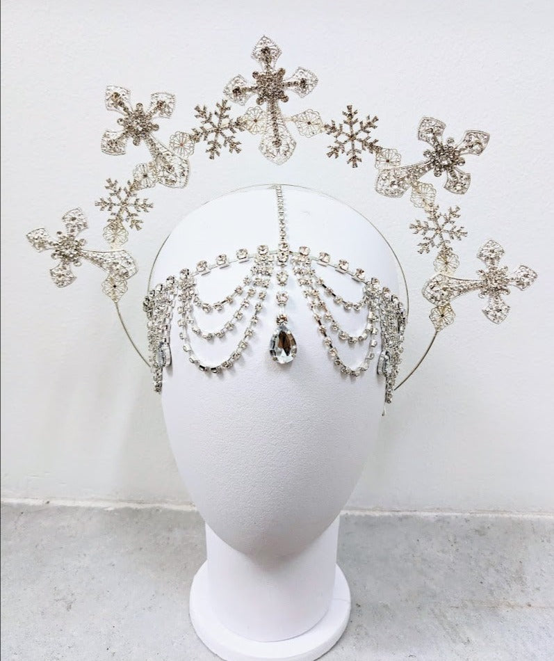 snowflake tiara crown halo headpiece bridal wedding maternity photo prop