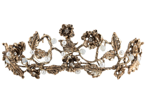 Neoclassic Crown Bridal Hair Accessory Antique Gold