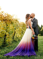 sunset ombre dip dye wedding dress