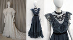 VINTAGE upcycled black wedding dress taffeta lace A-line sz0/2