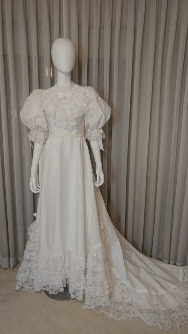 Upcycled Boho Vintage 70s 80s Black Bridal Gown sz 4 Wedding Dress