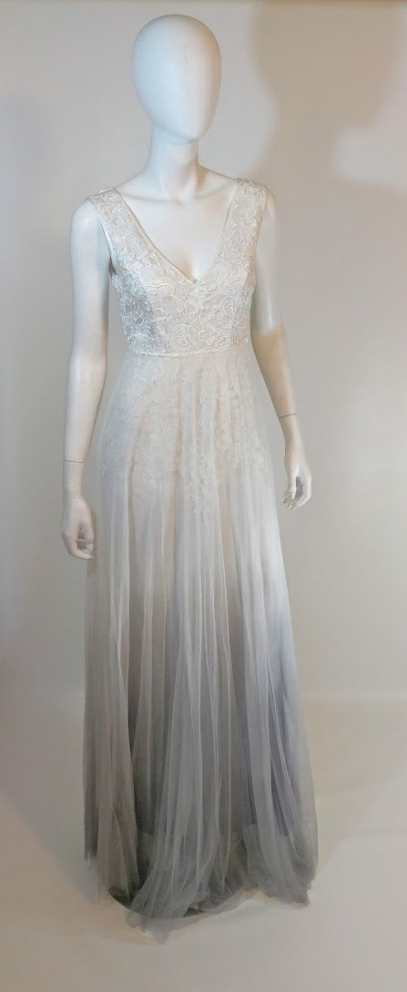 SAMPLE Dove Grey Ombre wedding dress sz 2/4
