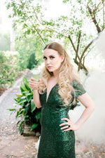91803 Daphne: Sequin bridesmaid A-line bridesmaid bridal evening prom dress
