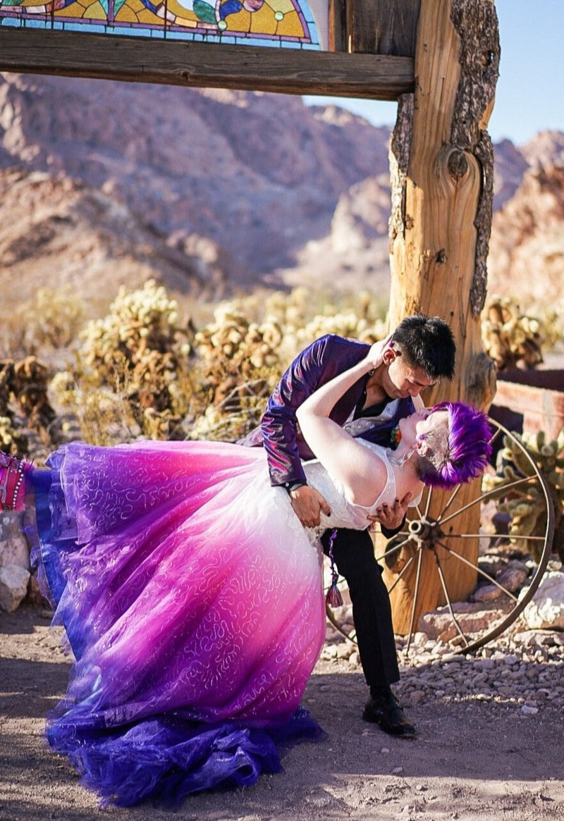 purple colored wedding dresses