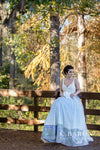 SAMPLE Wimberley sz 8/10 Landscape Print V-Neck A-line Bridal Gown