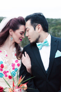 11802 Fiesta Lace V-neck Organza Ballgown colorful wedding dress