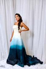 SAMPLE Shenandoah Silk Organza Teal Ombre sz8