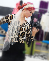 V114C "Janis"  Bohemian Lace Headband Veil