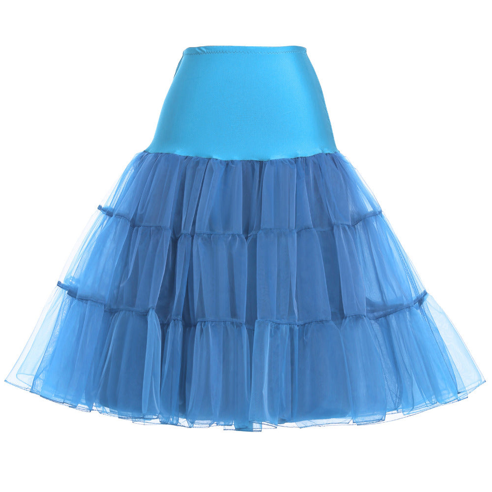 Blue tulle petticoat with tiered ruffles for wedding dress volume and custom bridal styling
