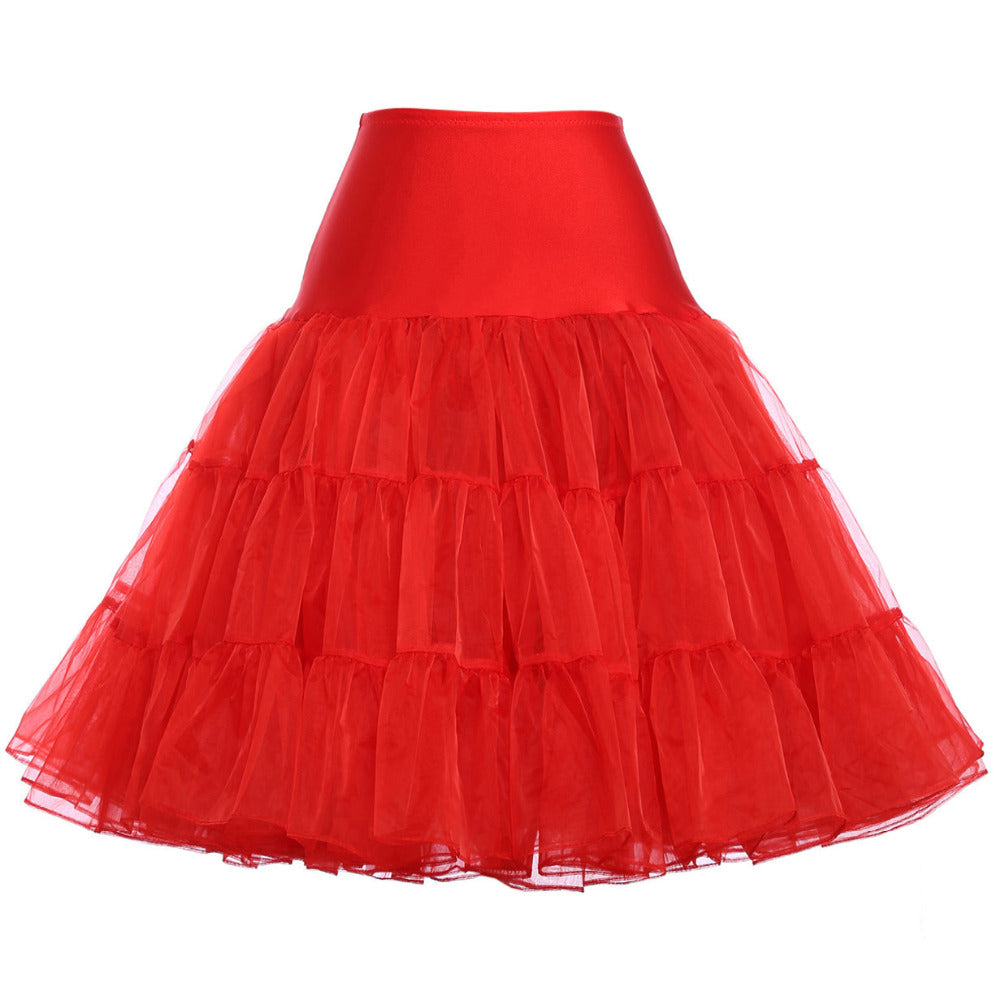Vibrant red tulle petticoat with tiered ruffles for wedding dress volume and custom bridal style