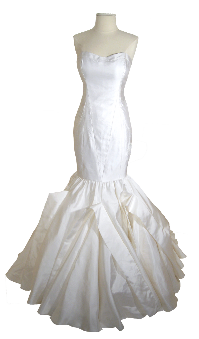 SAMPLE SILK Mikado fit and flare size 10: Diamondwhite