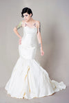SAMPLE SILK Mikado fit and flare size 10: Diamondwhite