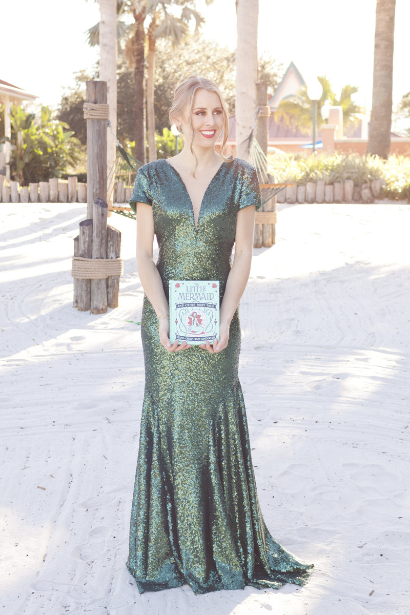 SAMPLE Daphne: Sequin sz8 STRETCH bridesmaid A-line bridesmaid bridal evening prom dress