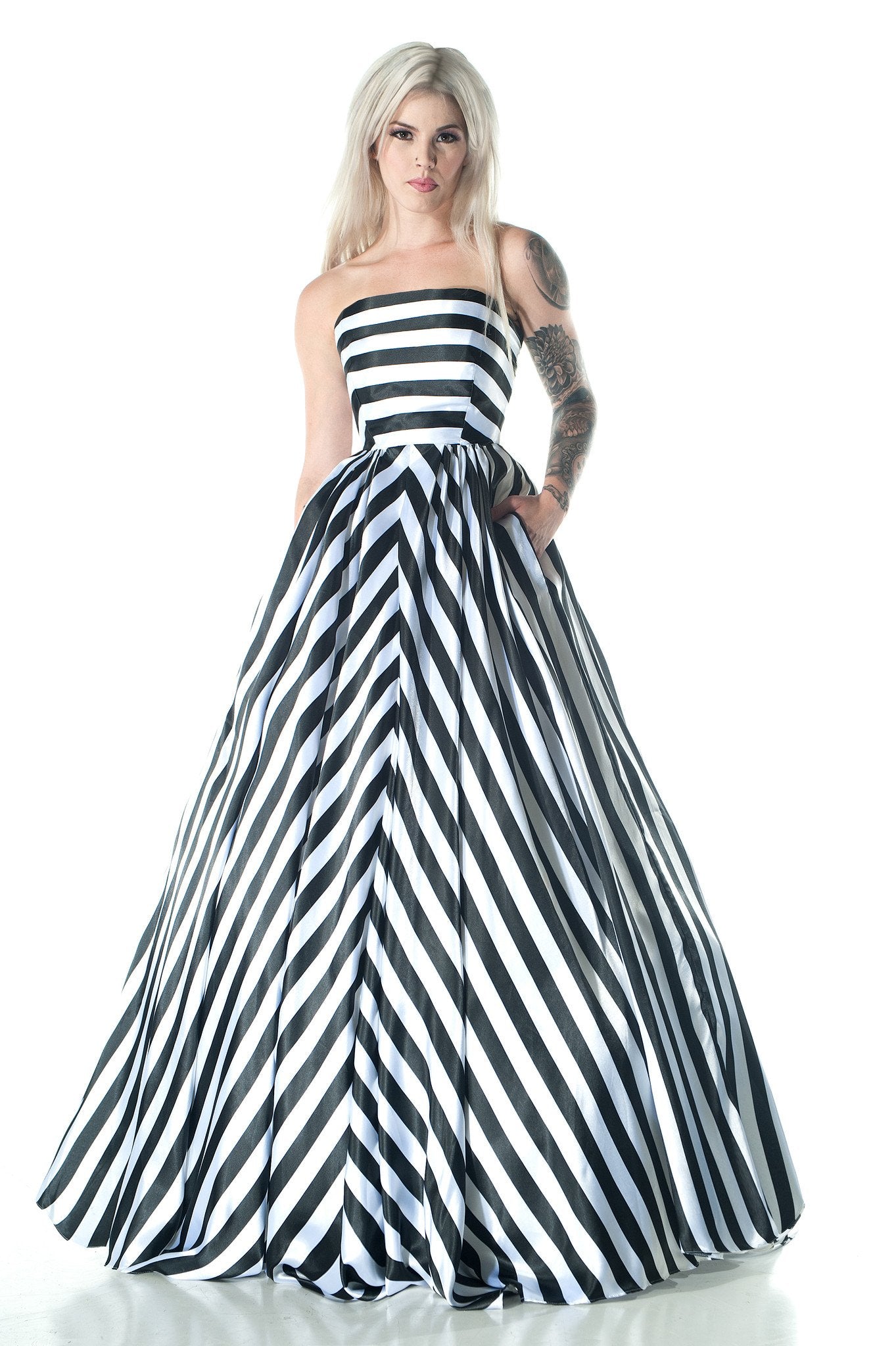 11503 Lydia Chevron Stripe Wedding Gown with pockets – Renegade Bridal \u0026  Dye Lab