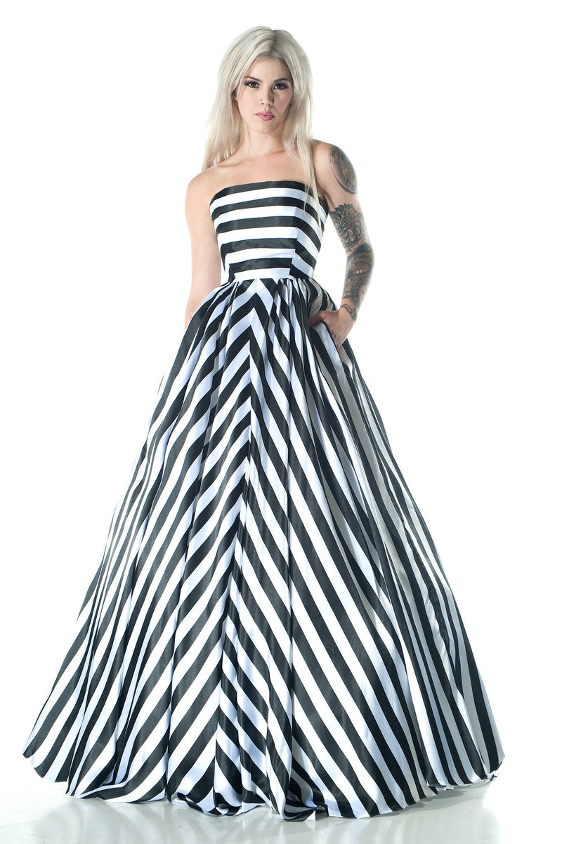 11503 Lydia Chevron Stripe Wedding Gown with pockets Renegade Bridal & Dye Lab 11503 Lydia Chevron Stripe Wedding Gown with pockets Renegade Bridal & Dye Lab