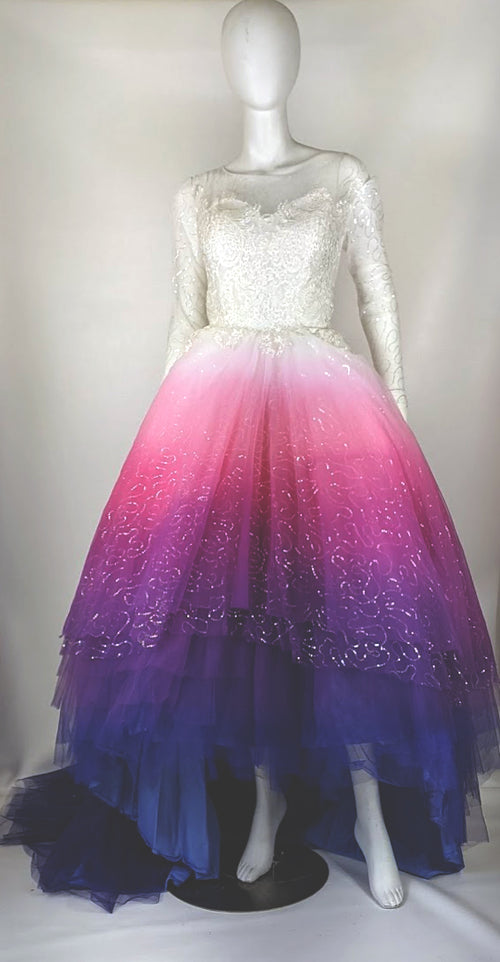Belle TC2314: Dyeable high-low sequin tulle ballgown
