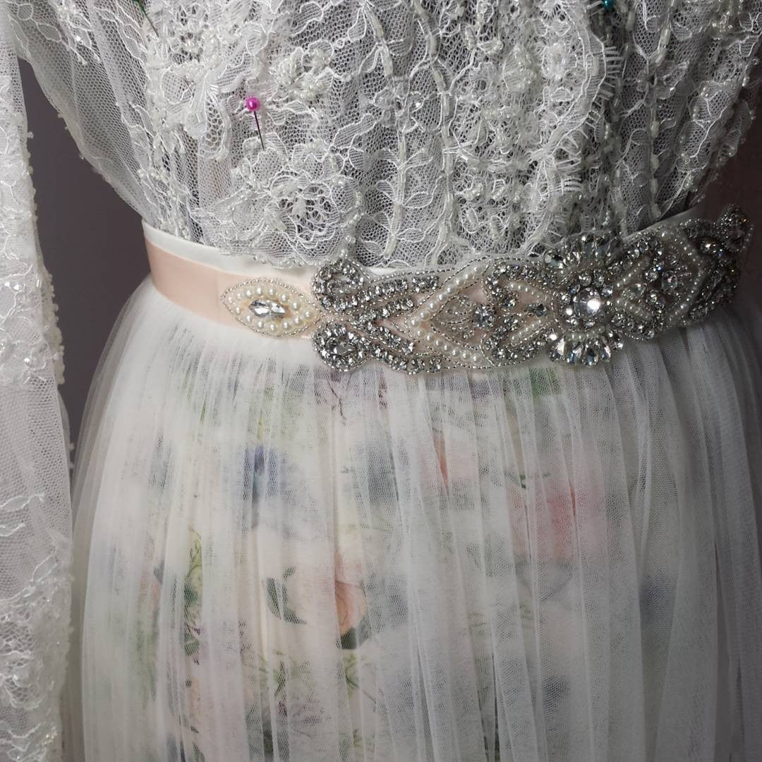 B118A 'Deco Daisy' Bridal Belt Sash Bridesmaids Renegade Bridal & Dye Lab B118A 'Deco Daisy' Bridal Belt Sash Bridesmaids Renegade Bridal & Dye Lab