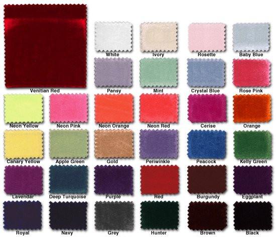 Custom wedding dress dye color swatches for ombre and allover dyeing, featuring vibrant hues like Venetian Red, Neon Pink, and Peacock.