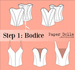 Step 1: Paper Dolls Bodices Tops Mix and Match Separates Bridal Prom Quince Gala Dresses Gown