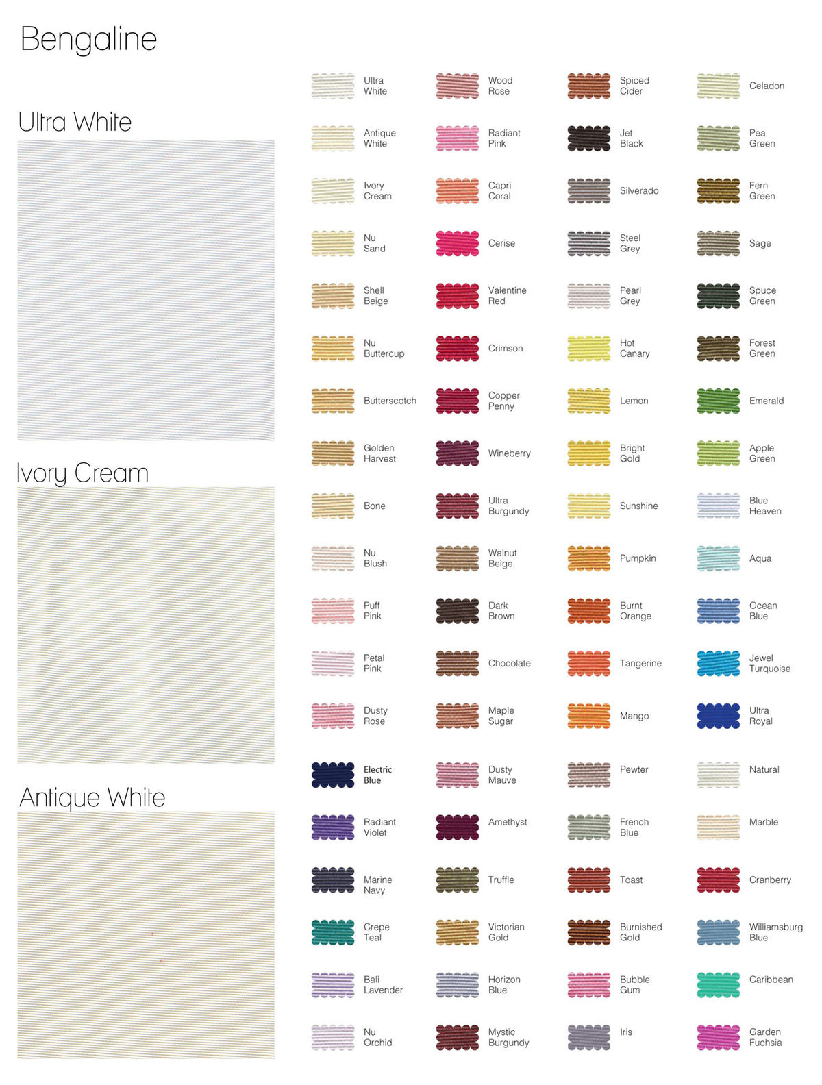 Bridal fabric color swatches for custom wedding dress design and dyeing options