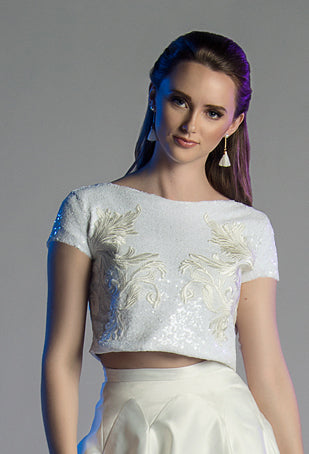 Huldah: Sequin Lace Crop Bridal Top [ws]