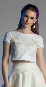 Huldah: Sequin Lace Crop Bridal Top