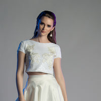 Huldah: Sequin Lace Crop Bridal Top