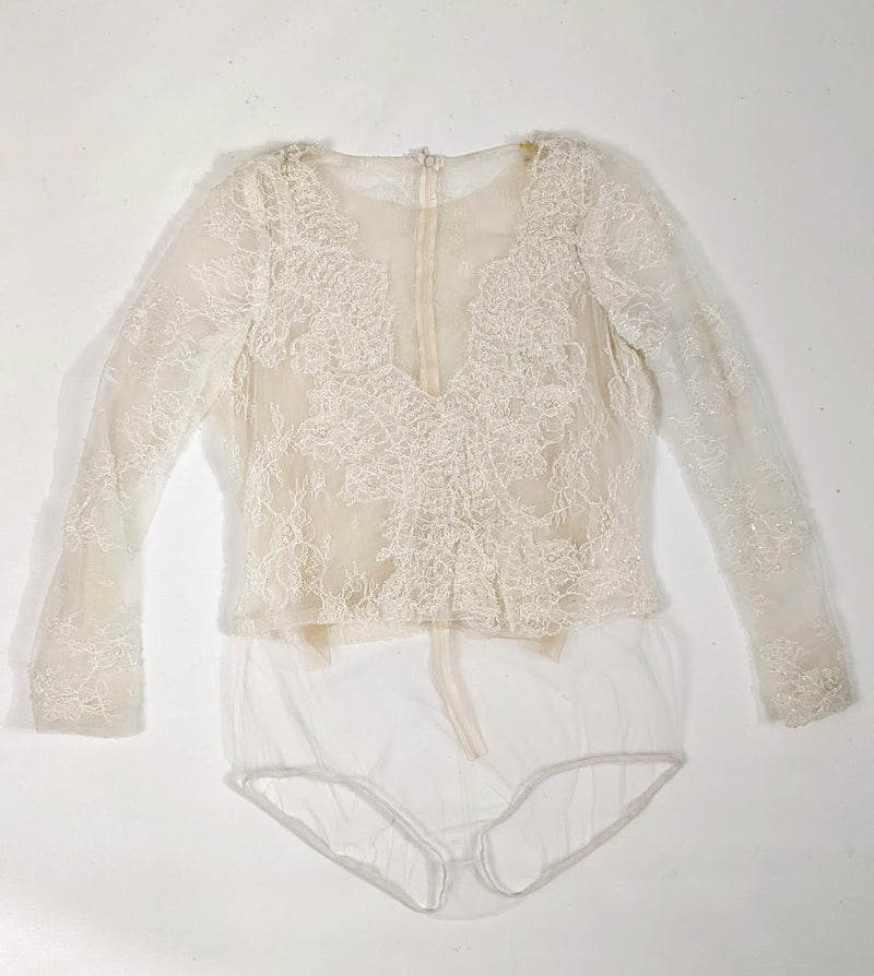 SAMPLE Berenice beaded chantilly lace bodysuit