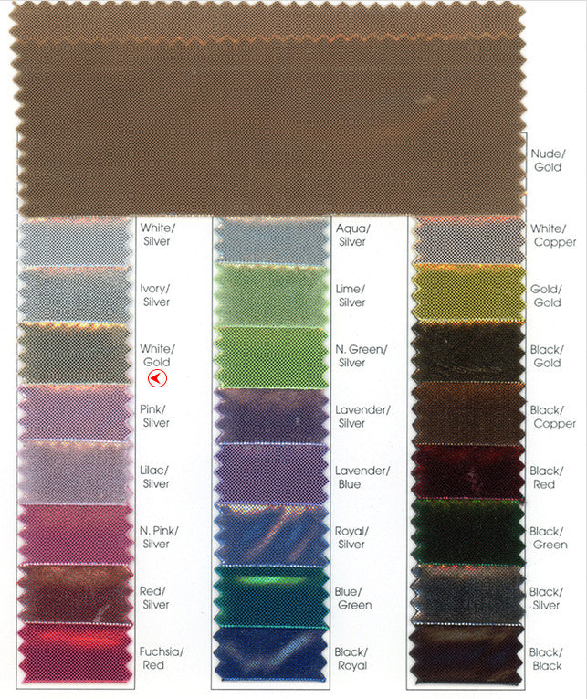 Bridal fabric swatches in metallic and ombre shades for custom wedding dress design