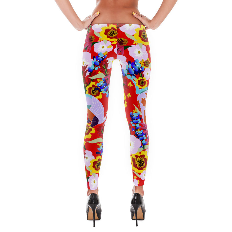 Abilene Leggings - Red (Longhorn Armadillo Wildflower)