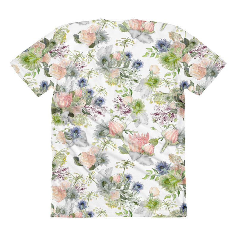 Allover print tee: Romans 12 watercolor floral