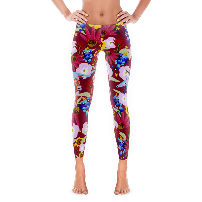 Abilene Leggings - Maroon (Longhorn Armadillo Wildflower)