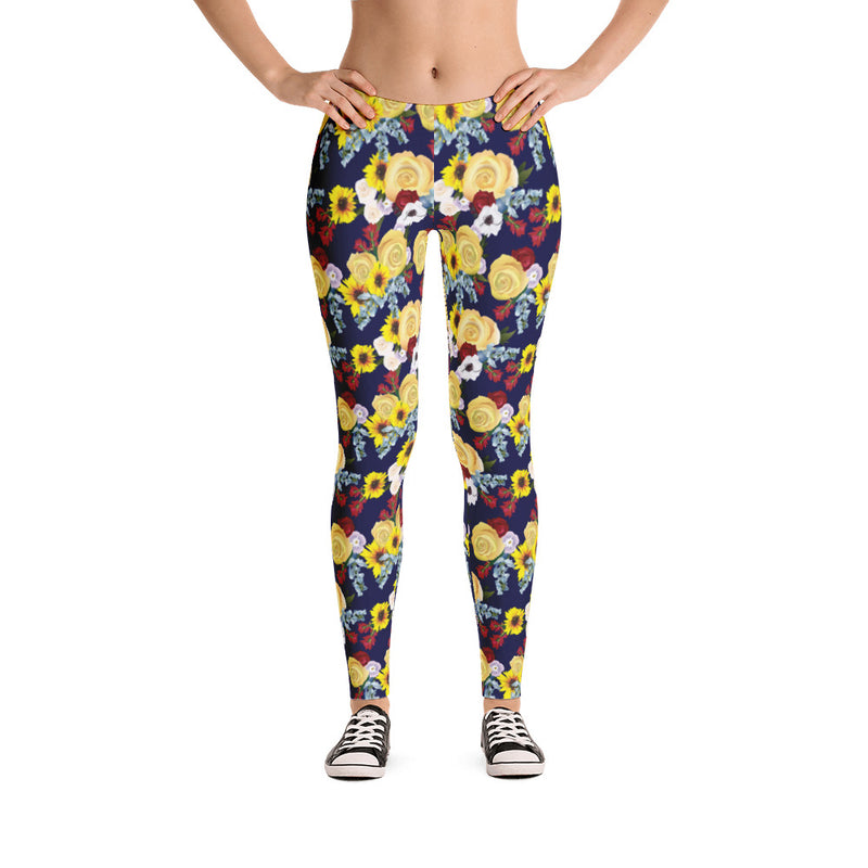 Texas Floral Leggings: Navy, Harvey Relief