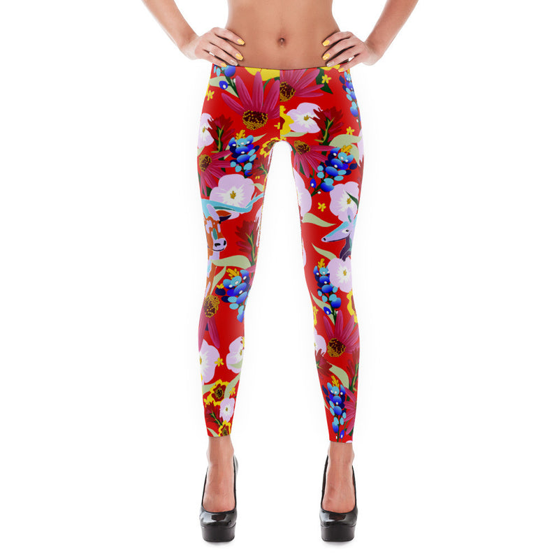 Abilene Leggings - Red (Longhorn Armadillo Wildflower)
