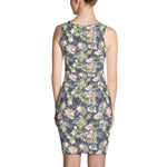 Bodycon Dress: "Maggie" watercolor floral, slate