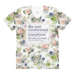 Allover print tee: Romans 12 watercolor floral