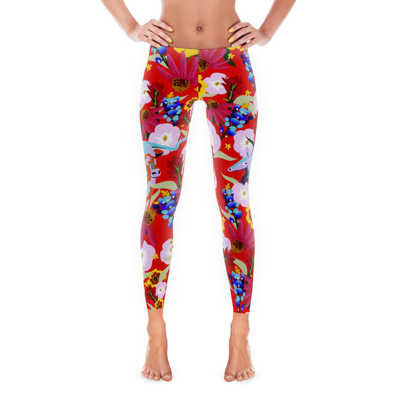 Abilene Leggings - Red (Longhorn Armadillo Wildflower)