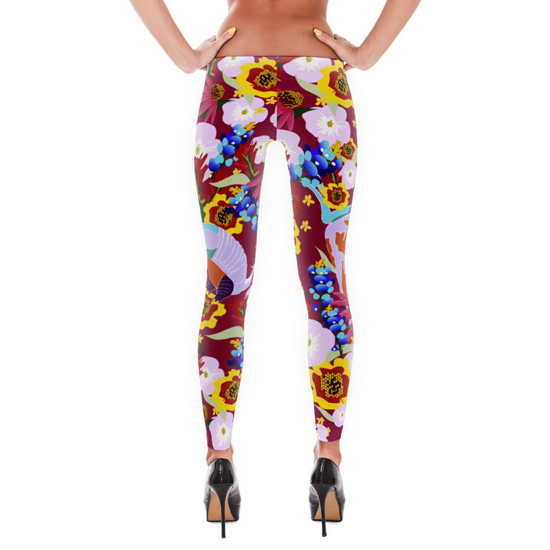 Abilene Leggings - Maroon (Longhorn Armadillo Wildflower)