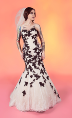 11803 Odessa: Lace mermaid with floral print accent