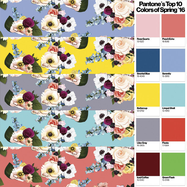 Spring 2016 Pantone colors with floral patterns for wedding dress design inspiration