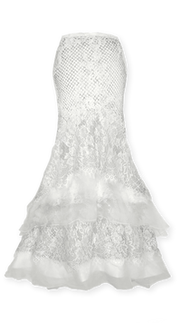 Bethel: Glitter Lace Organza Tiered Mermaid Skirt